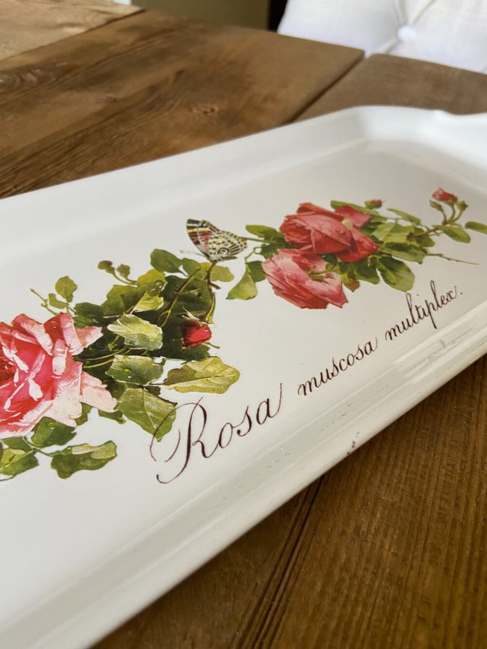 French porcelain serving tray, vintage floral serving platter, botanical rose - Picture 5 of 8